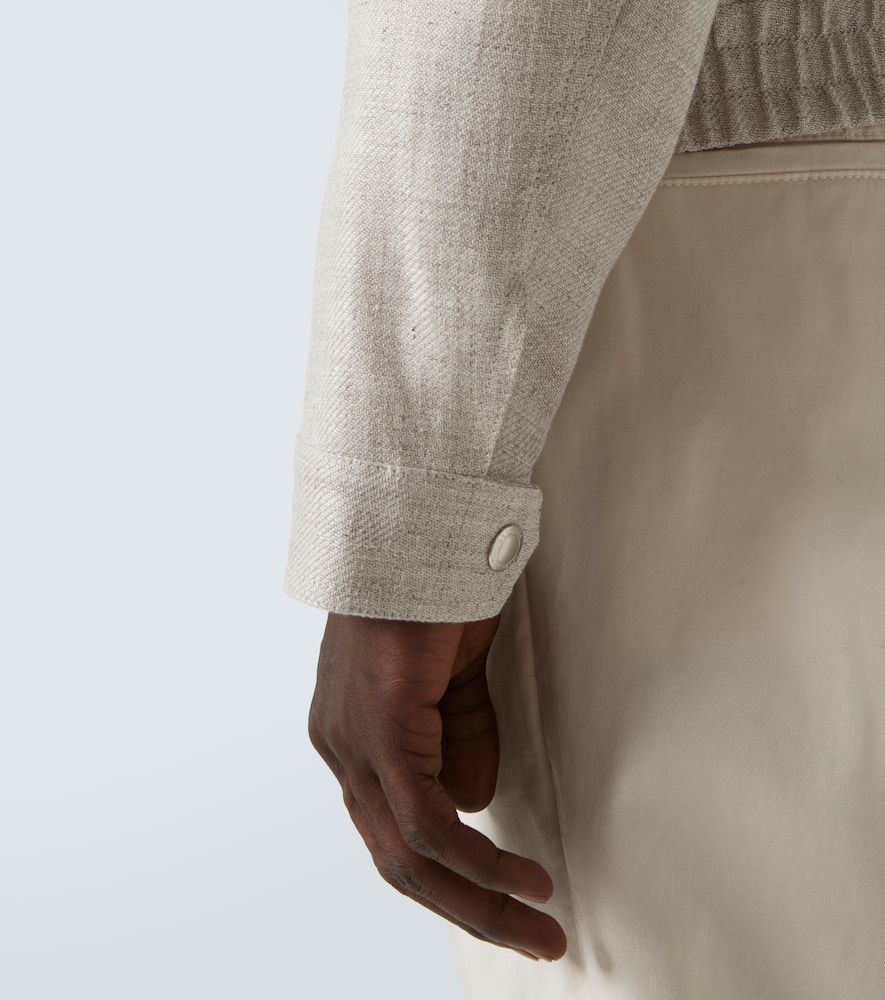 Brunello Cucinelli Linen And Wool Bomber Jacket In Beige