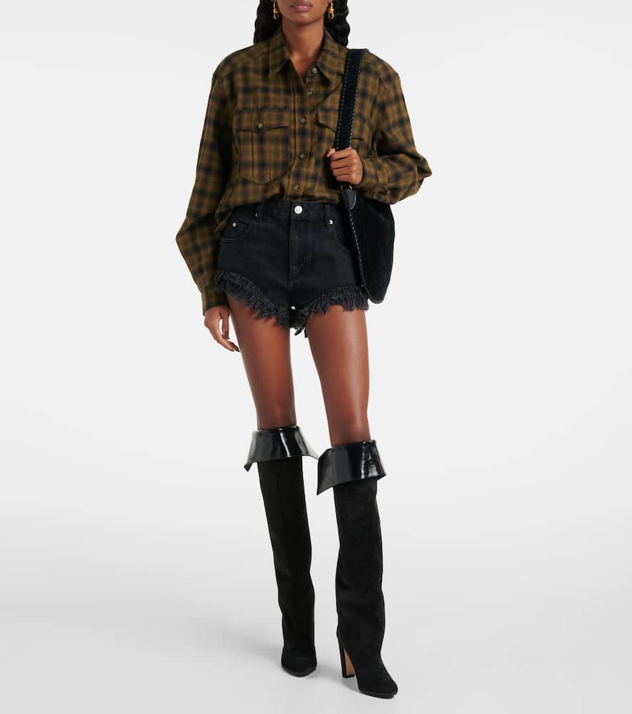 Manolo Blahnik Overknee-stiefel Gardahi 105 Aus Veloursleder In Schwarz