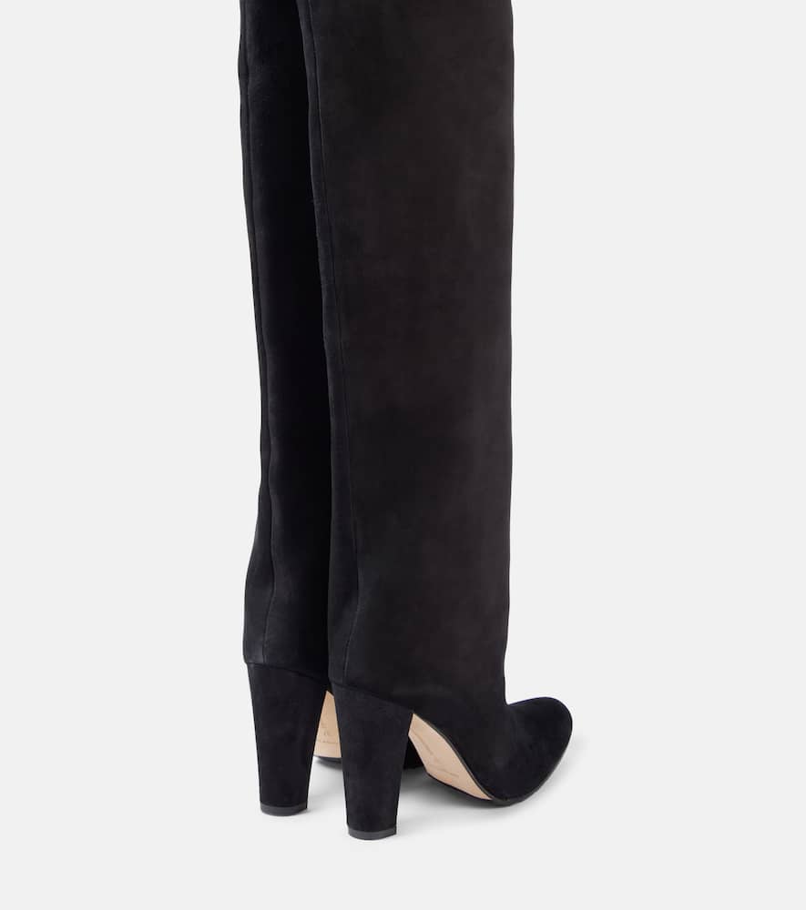 Manolo Blahnik Overknee-stiefel Gardahi 105 Aus Veloursleder In Schwarz