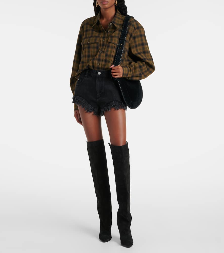 Manolo Blahnik Overknee-stiefel Gardahi 105 Aus Veloursleder In Schwarz