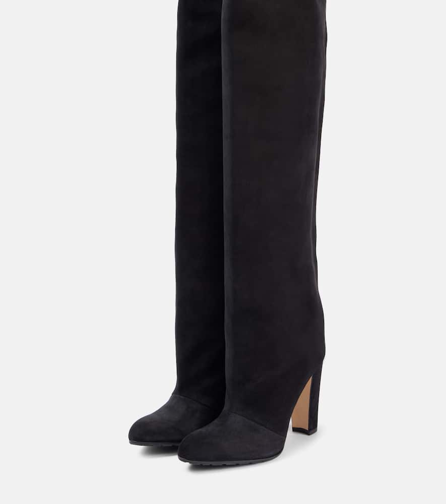 Manolo Blahnik Overknee-stiefel Gardahi 105 Aus Veloursleder In Schwarz
