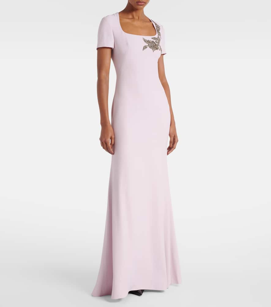 Alexander Mcqueen Embellished Crêpe Gown In Pink