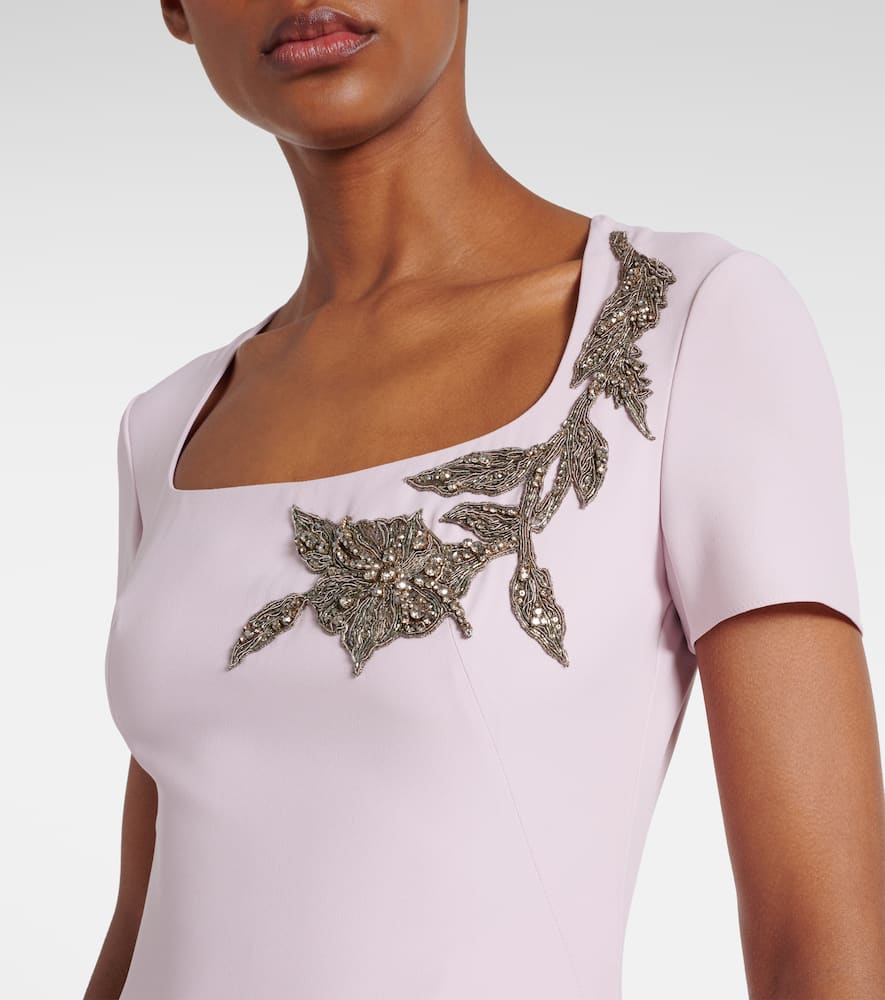 Alexander Mcqueen Embellished Crêpe Gown In Pink