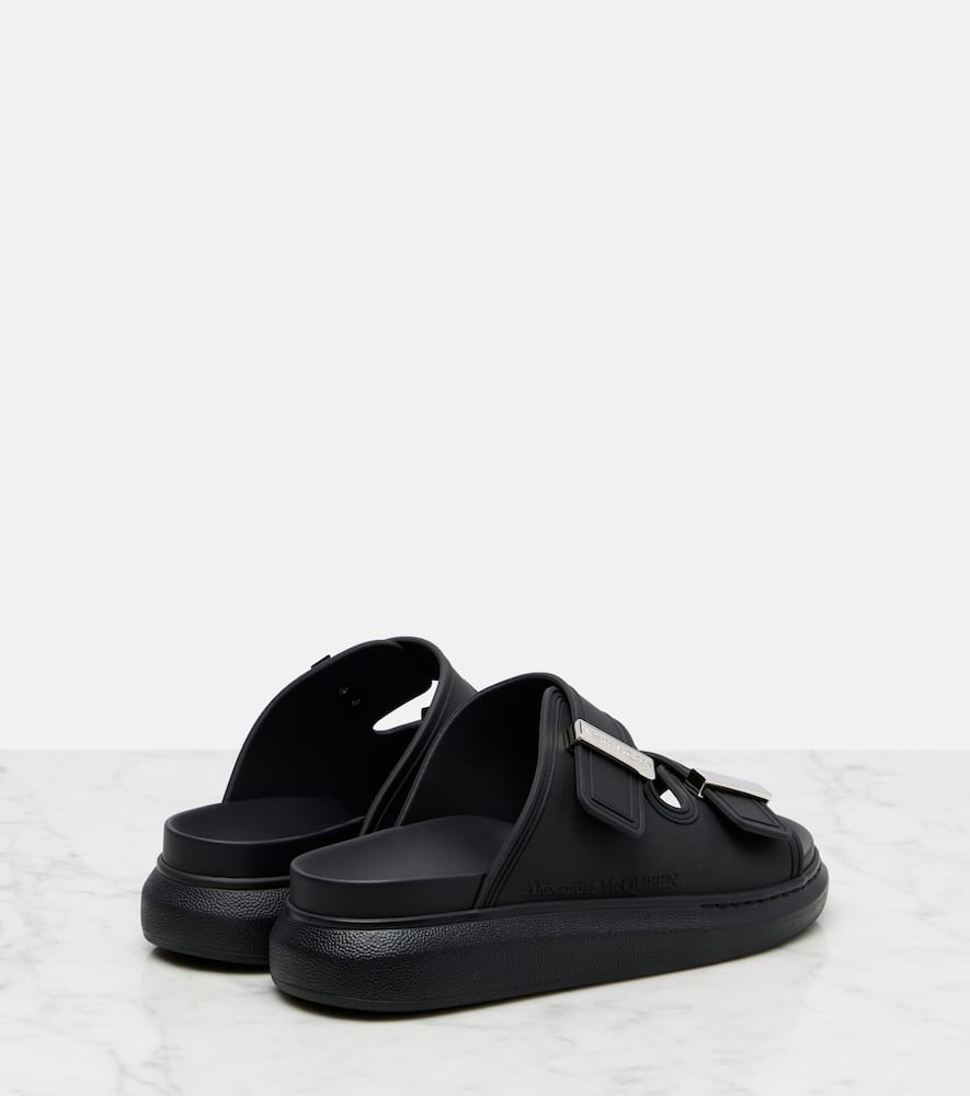 Alexander Mcqueen 50mm Rubber Slide Sandals In Black