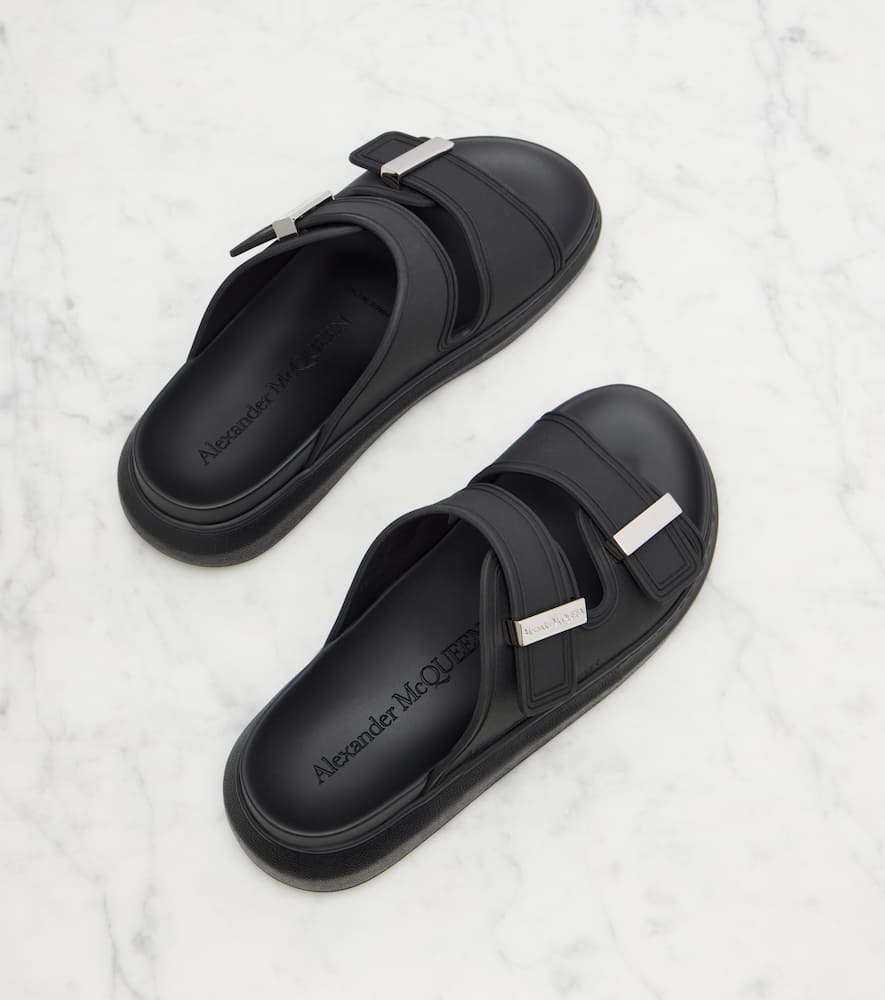 Alexander Mcqueen 50mm Rubber Slide Sandals In Black