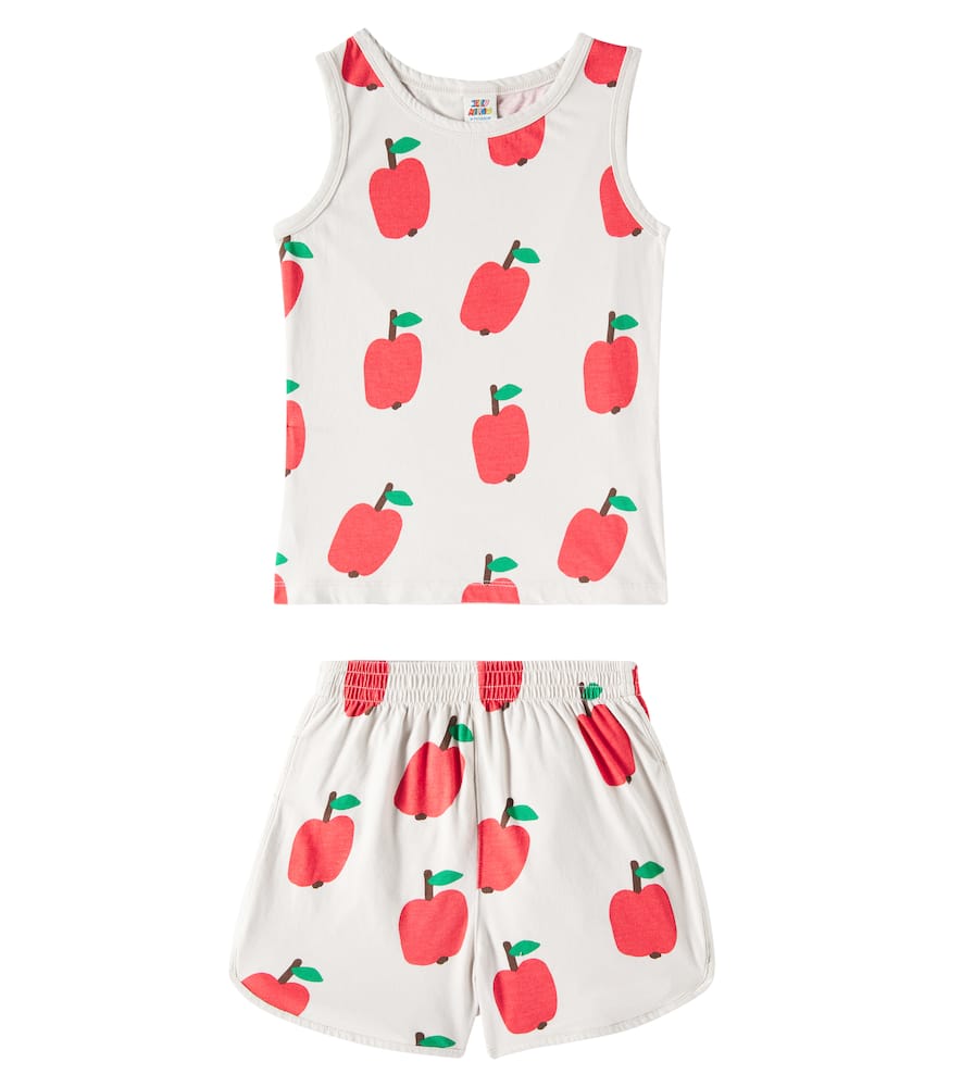 Jellymallow Apple Printed Jersey Tank Top And Shorts Set In Grey