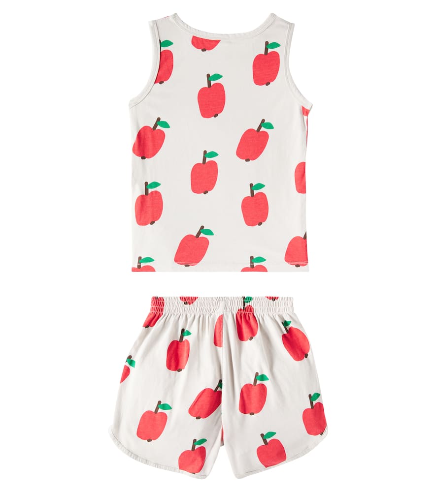 Jellymallow Apple Printed Jersey Tank Top And Shorts Set In Grey
