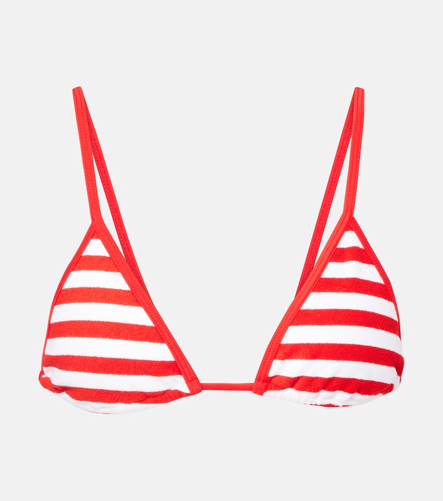 Via striped terry bikini top