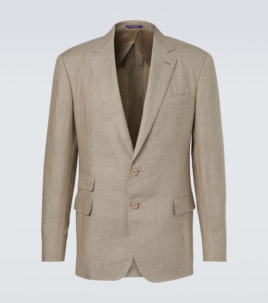 Checked linen and silk blazer