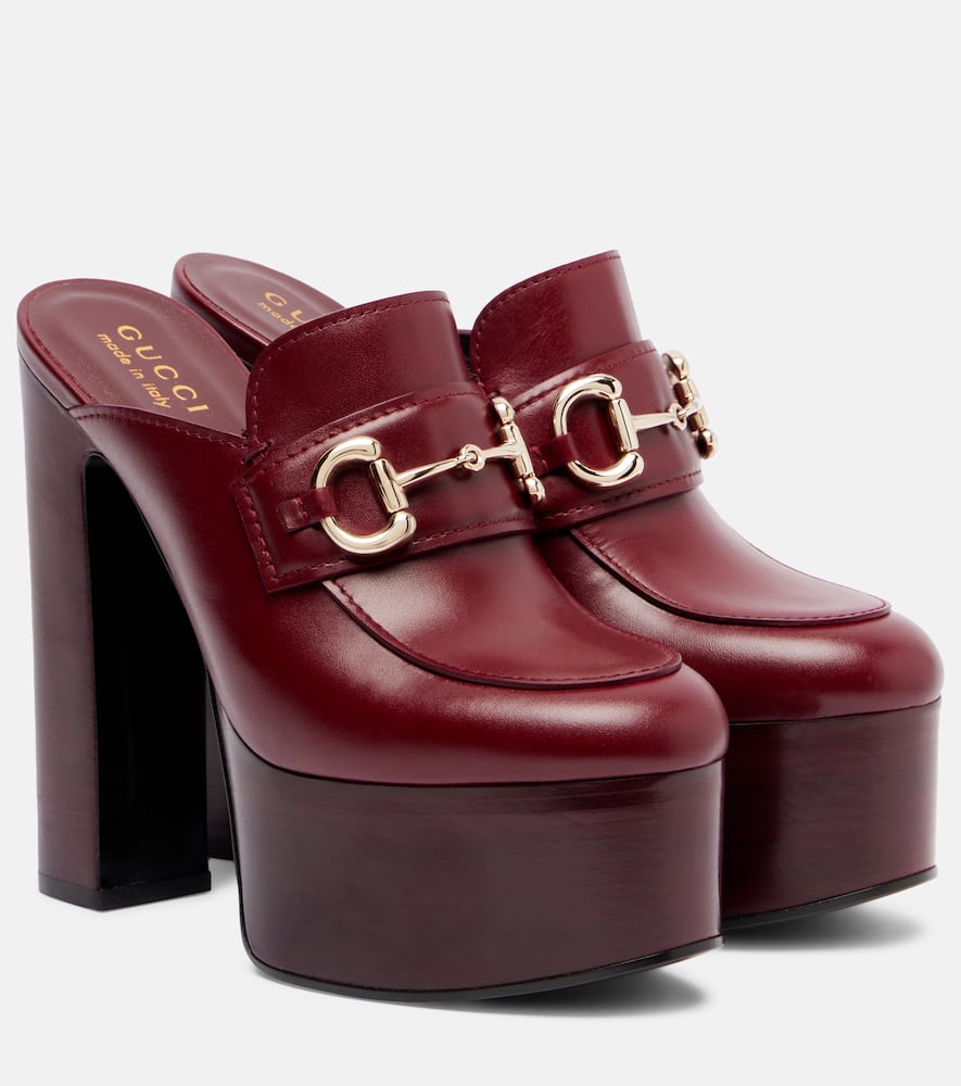 Horsebit leather platform mules