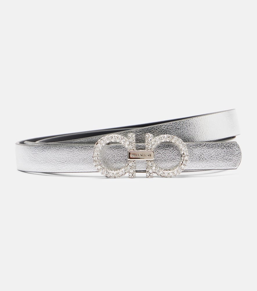 Gancini metallic leather belt