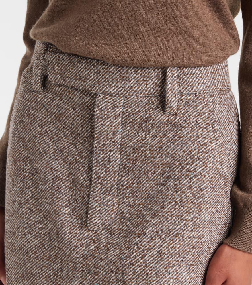 Brunello Cucinelli Wool And Silk-blend Midi Skirt In Brown