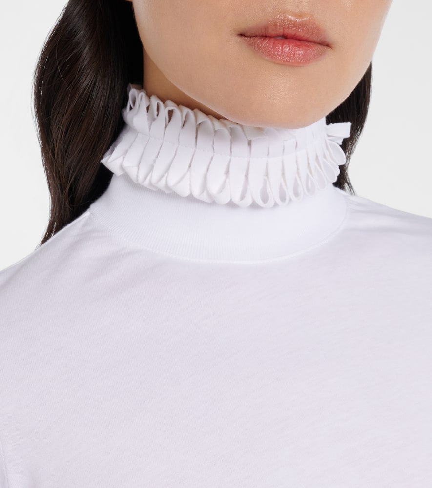 Alaïa Cropped Turtleneck Cotton Jersey Top In White