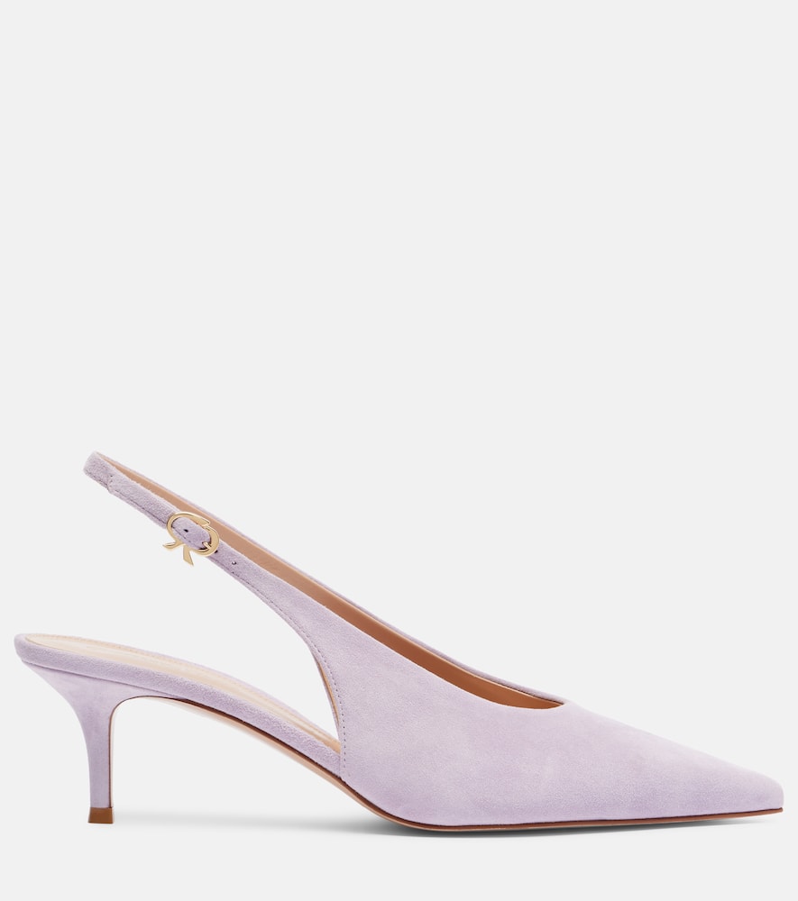 Gianvito Rossi Nuit 55 Glossed-leather Slingback Pumps In Purple