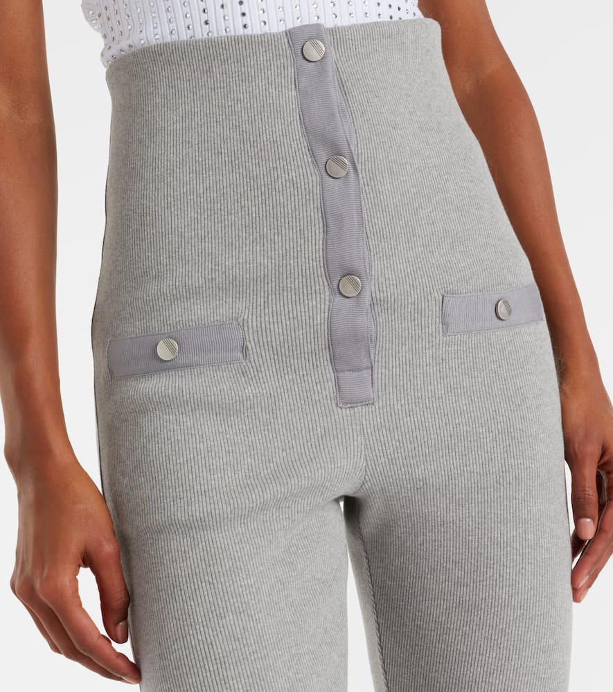 Attico High-rise Cotton Jersey Stirrup Leggings In Gray