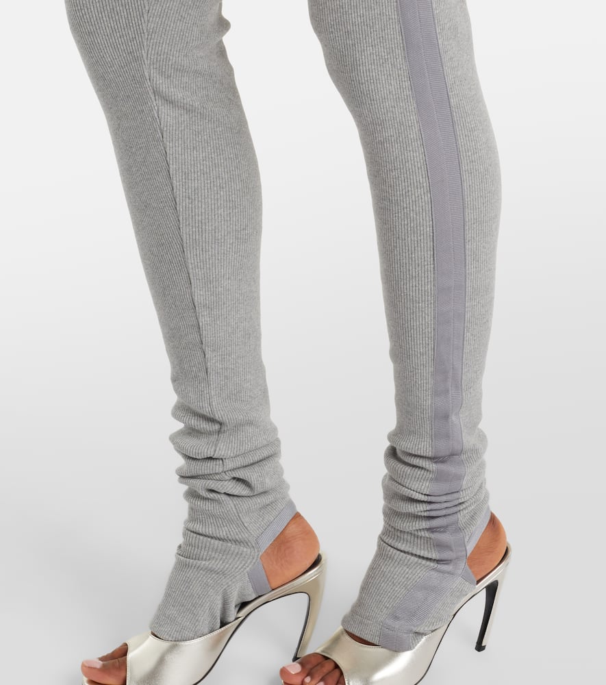 Attico High-rise Cotton Jersey Stirrup Leggings In Gray
