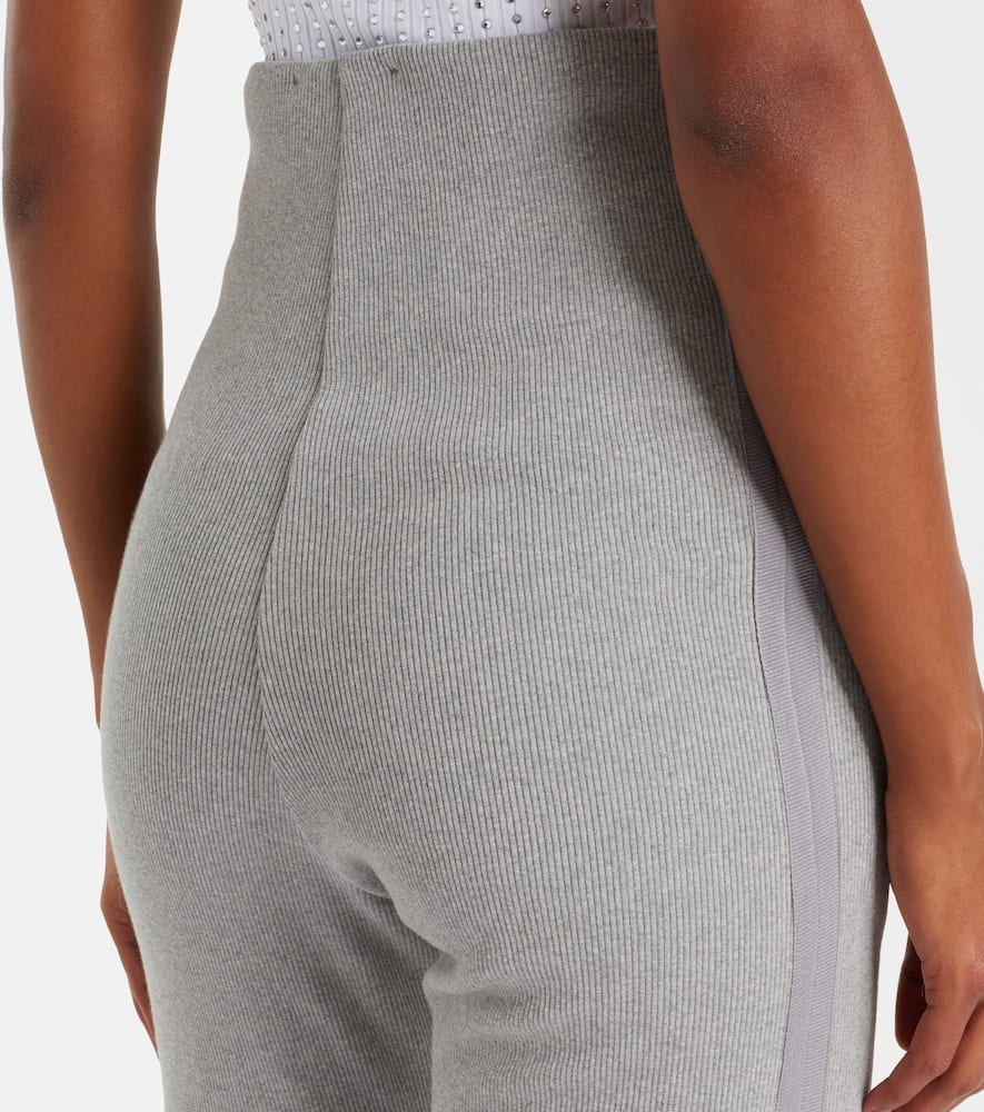 Attico High-rise Cotton Jersey Stirrup Leggings In Gray