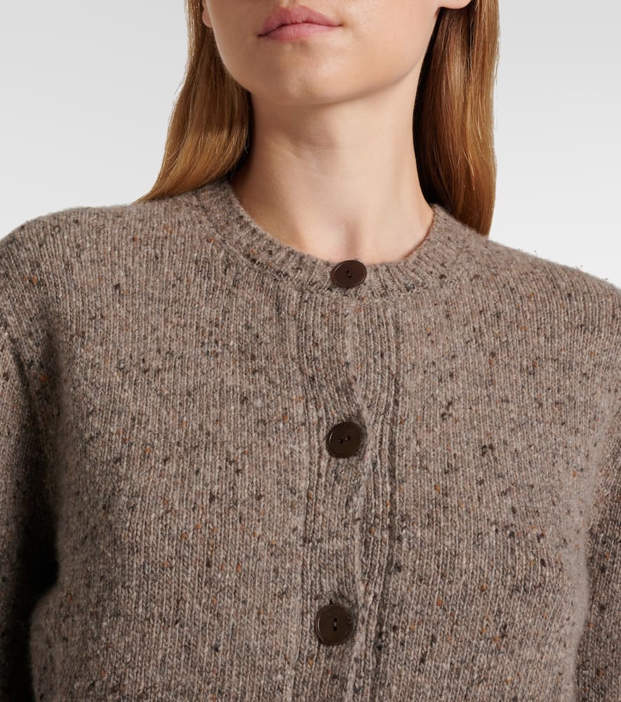 The Row Mauino Cashmere Tweed Cardigan In Brown