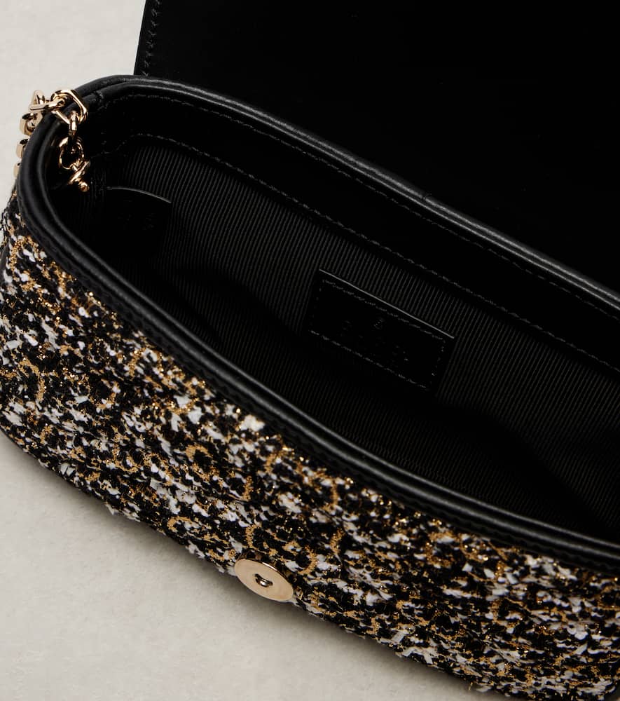 Gucci Gg Marmont Mini Tweed Shoulder Bag In Black