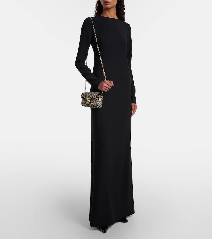 Gucci Gg Marmont Mini Tweed Shoulder Bag In Black