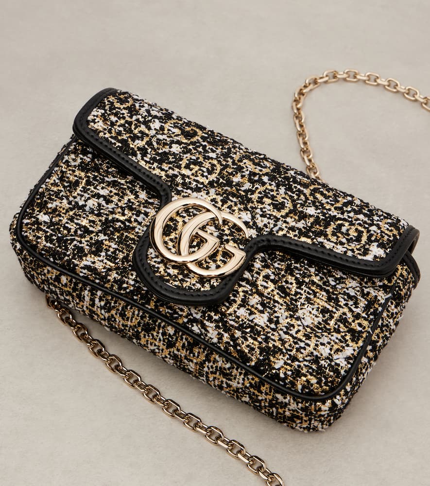 Gucci Gg Marmont Mini Tweed Shoulder Bag In Black