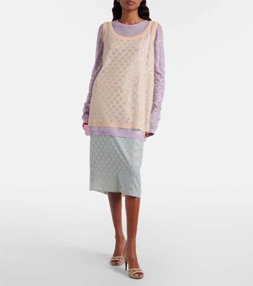 Gucci GG embellished silk-blend midi skirt