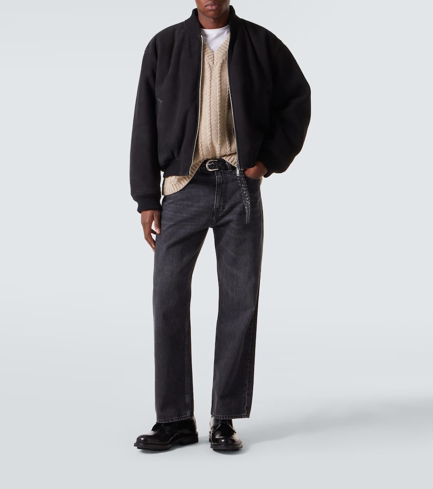 Studio Nicholson X Aaron Levine Berkeley Suede Bomber Jacket In Black