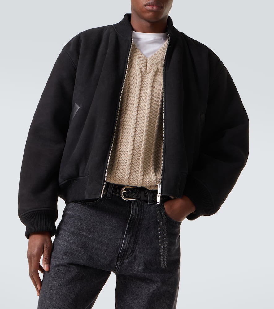 Studio Nicholson X Aaron Levine Berkeley Suede Bomber Jacket In Black