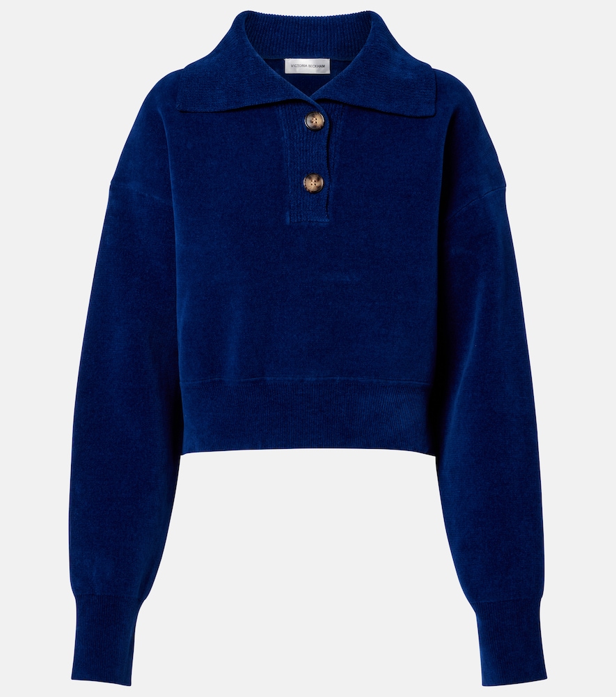Victoria Beckham Cropped cotton-blend velvet sweatshirt