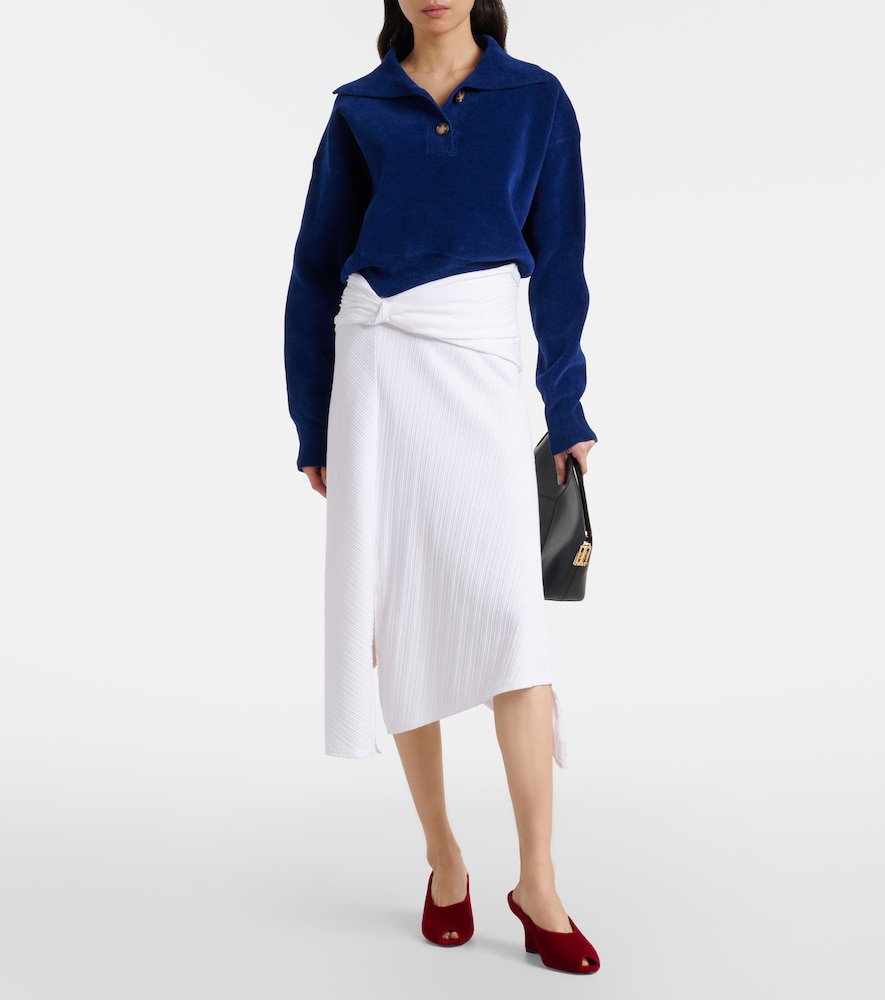 Victoria Beckham Cropped cotton-blend velvet sweatshirt
