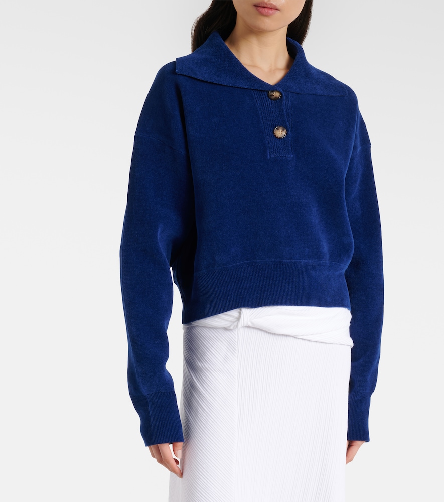  Victoria Beckham Victoria Beckham Cropped Cotton-blend Velvet Sweatshirt 