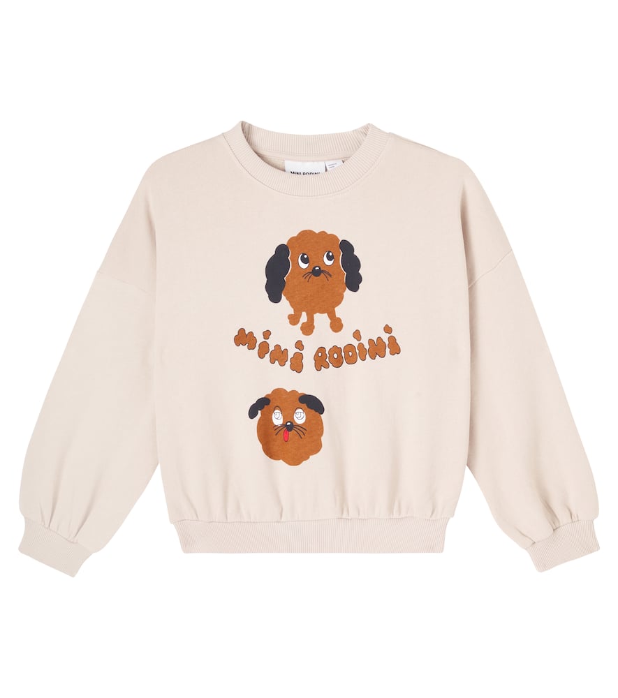 Mini Rodini Doggies Printed Cotton Sweatshirt In Neutral