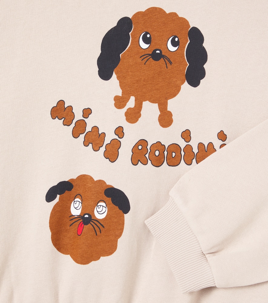 Mini Rodini Doggies Printed Cotton Sweatshirt In Neutral