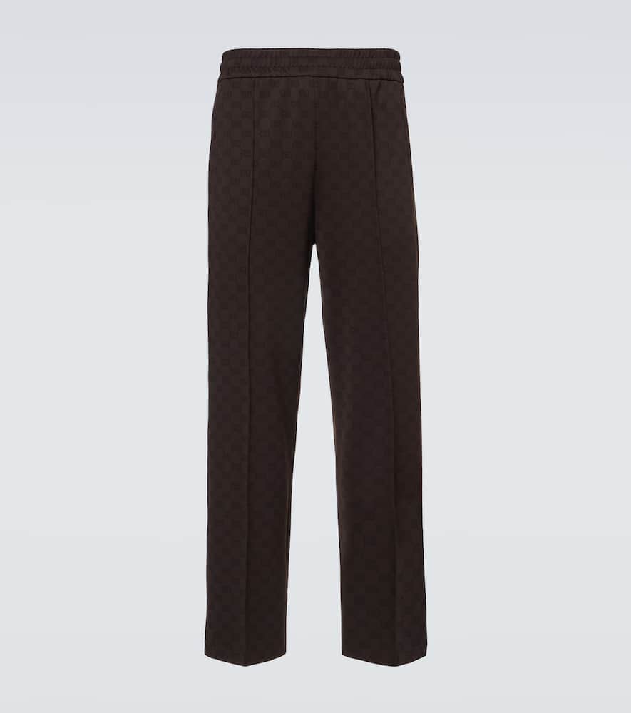 Gucci Gg Jacquard Track Pants In Brown