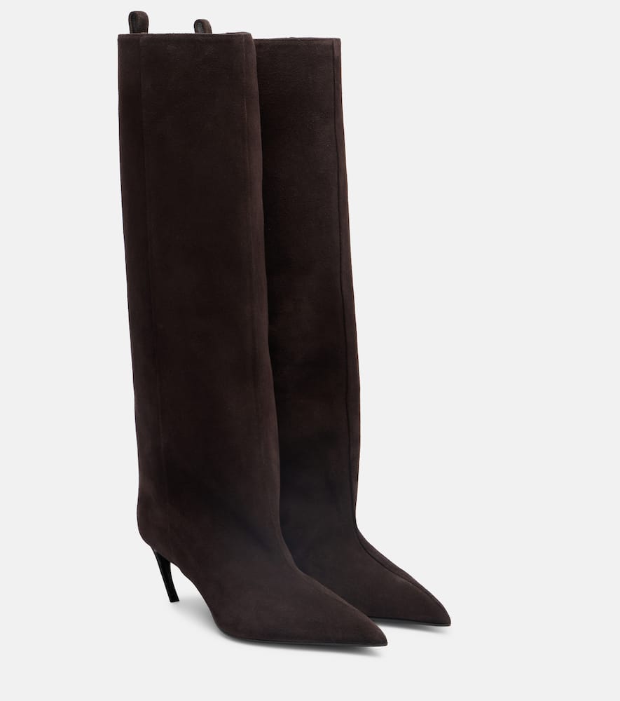 Attico Lea 65 Suede Knee-high Boots In Brown
