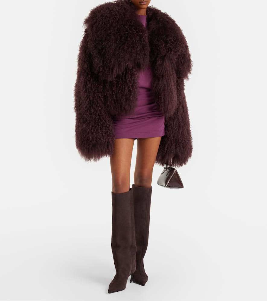 Attico Lea 65 Suede Knee-high Boots In Brown