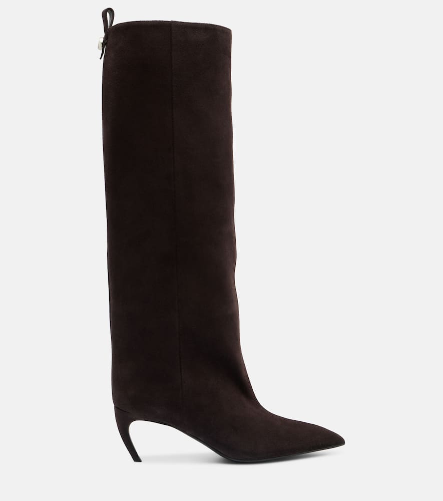 Attico Lea 65 Suede Knee-high Boots In Brown