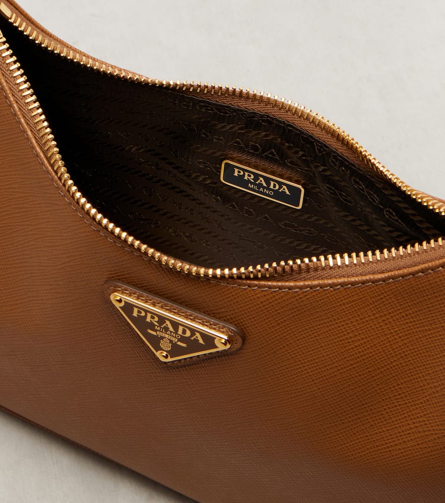 Prada Re-edition 2005 Small Leather Shoulder Bag In Sand