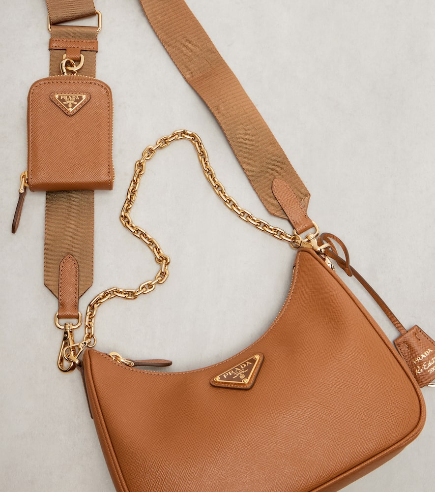 Prada Re-edition 2005 Small Leather Shoulder Bag In Sand