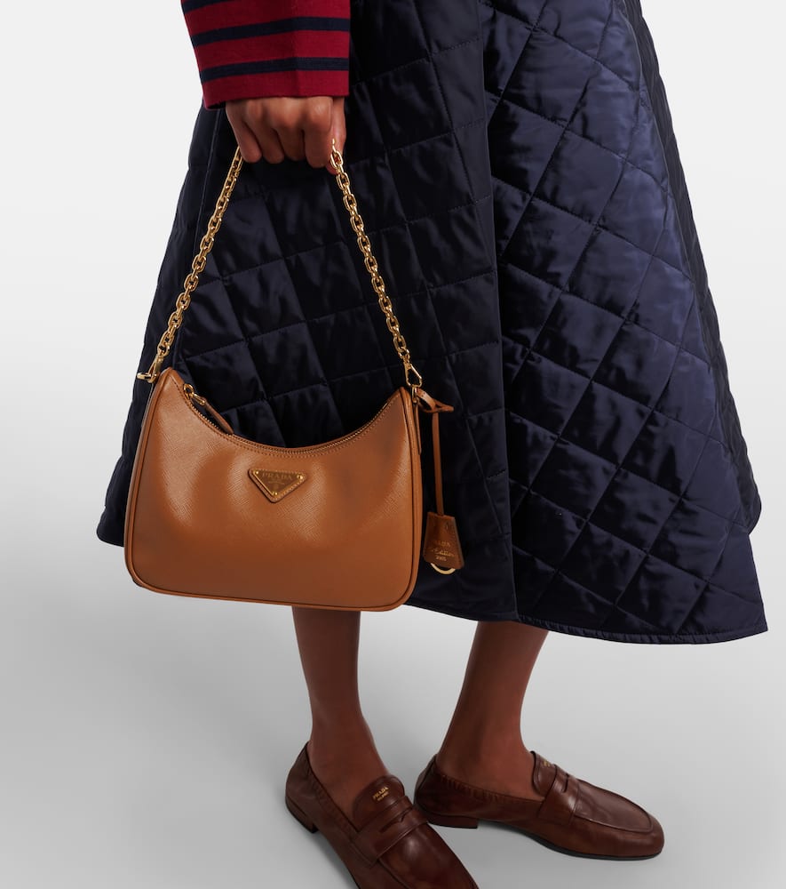 Prada Re-edition 2005 Small Leather Shoulder Bag In Sand