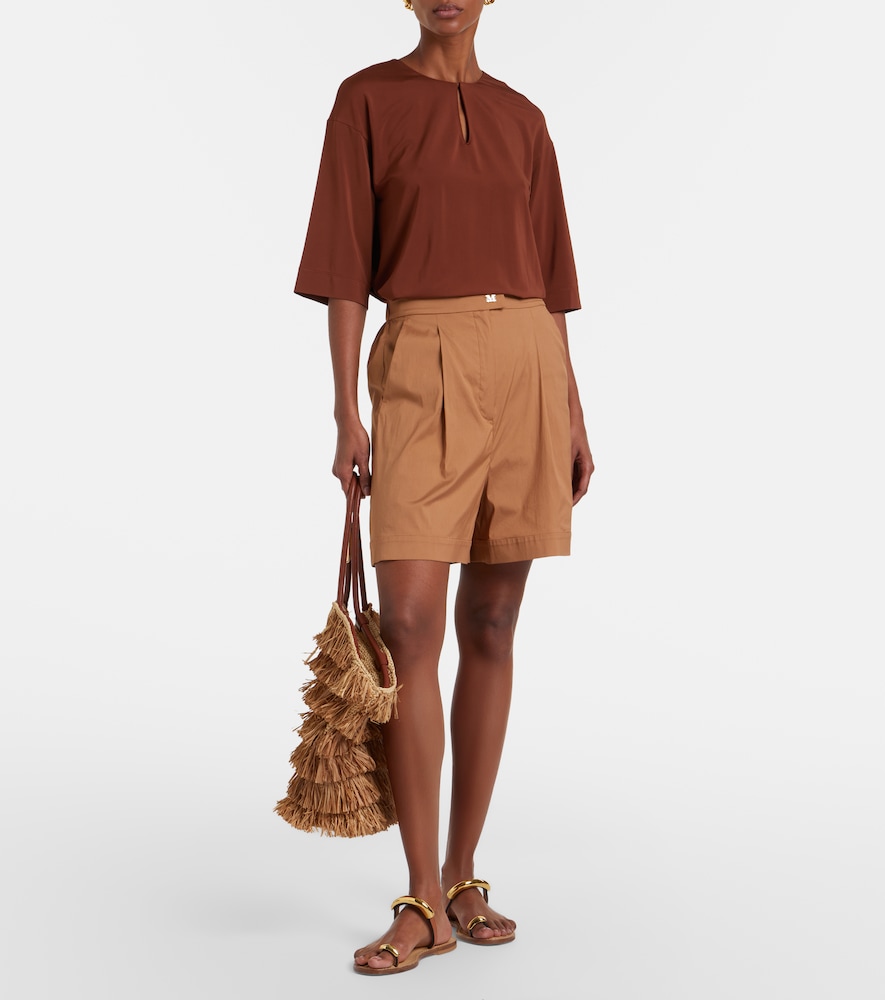 Max Mara Medeola pleated cotton-blend Bermuda shorts