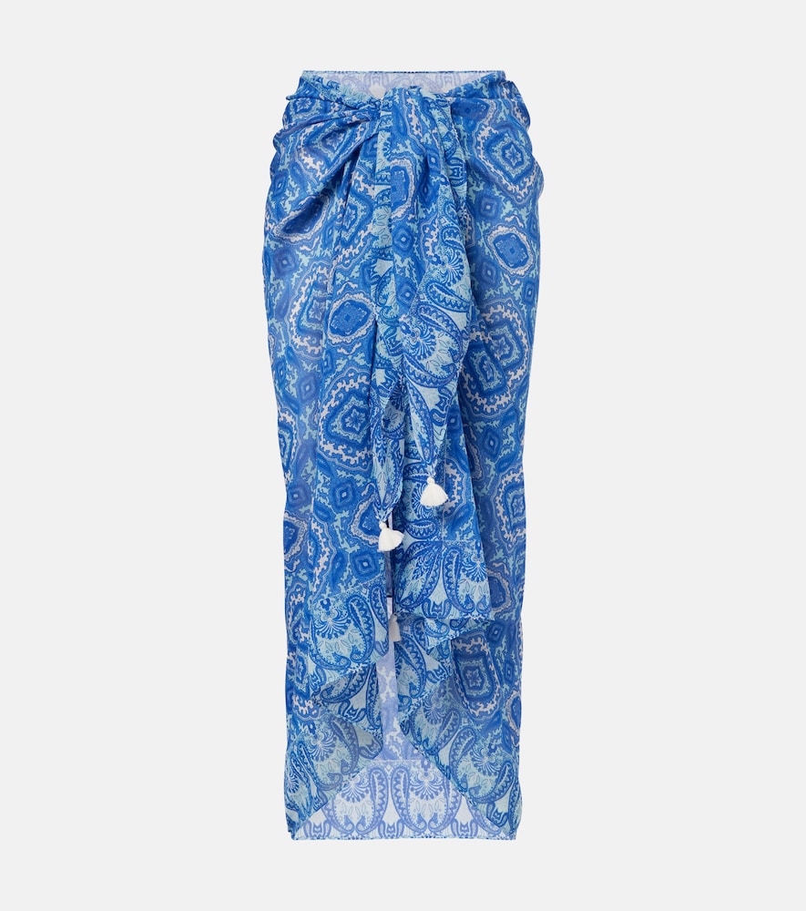 Heidi Klein Mykonos printed cotton and silk beach cover-up