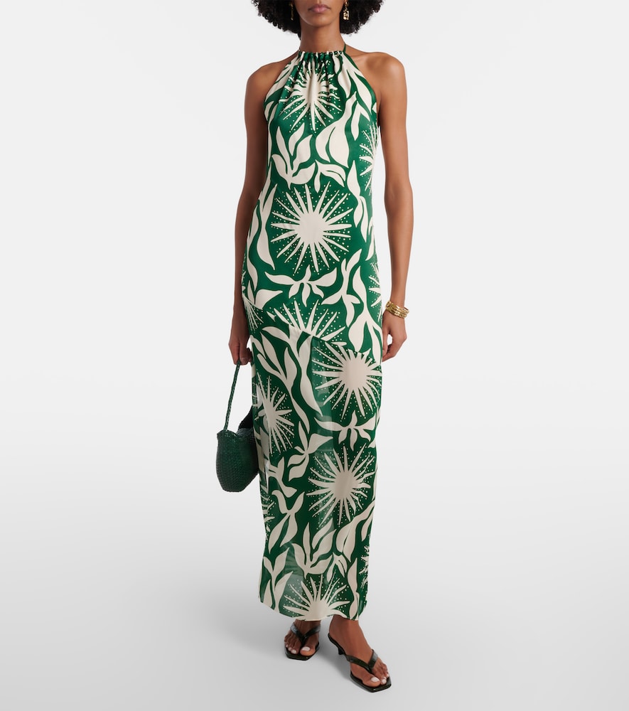 Cala de la Cruz Acasia beaded printed halterneck maxi dress