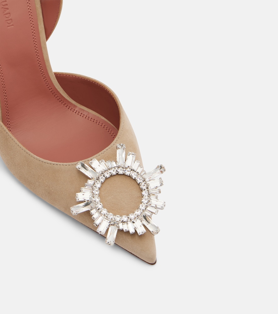  Amina Muaddi Amina Muaddi Begum Embellished Suede Slingback Pumps 