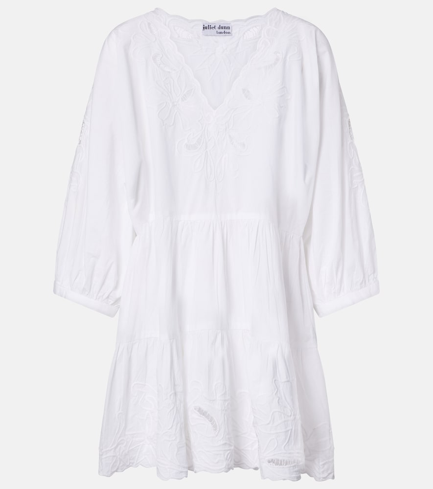 Juliet Dunn Embroidered cotton poplin minidress