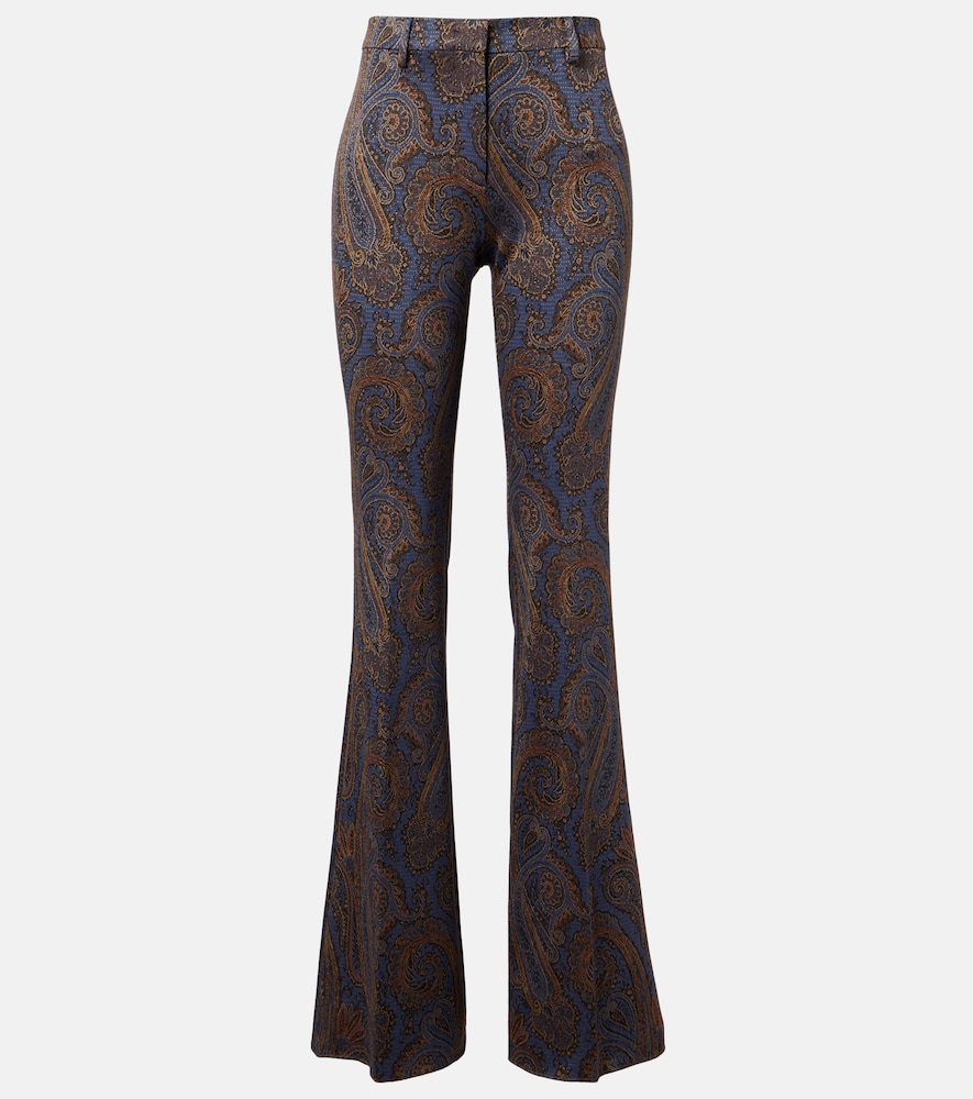 Etro Paisley Flared Pants In Blue