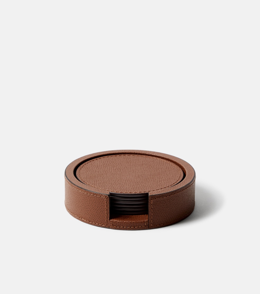 Giobagnara Unisex Brown Set Of 6 Leather Coasters With Holder - Mytheresa