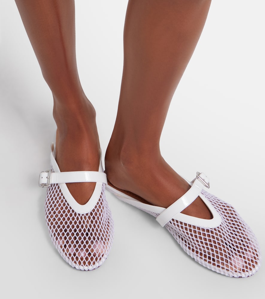 Alaïa Fishnet leather-trimmed slip-on mules