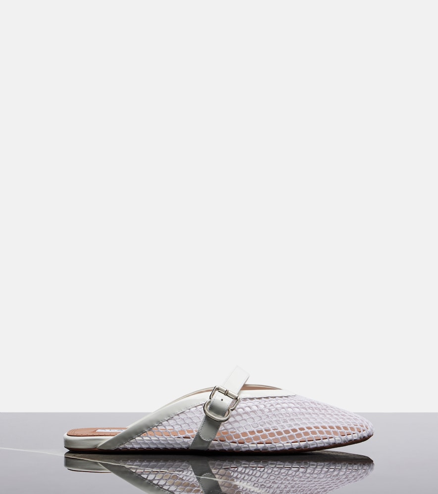  Alaia Alaia Fishnet Leather-trimmed Slip-on Mules 
