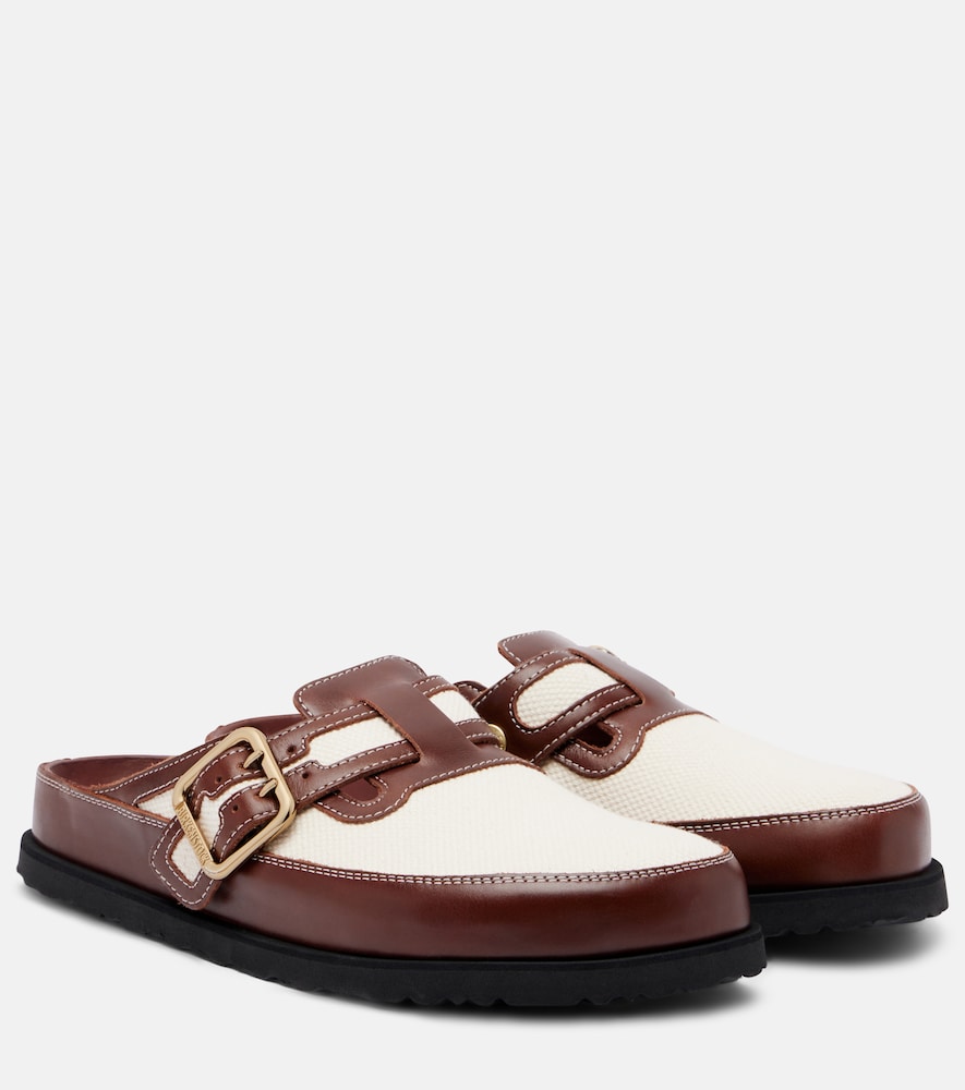 Mules Boston intrecciate con pelle